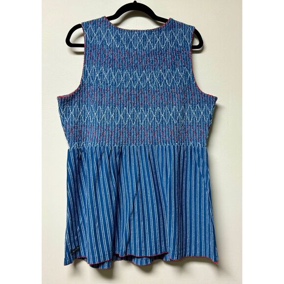 NWT MATILDA JANE Roxie Striped Tank Smocked Denim, Sz XL - Picture 8 of 11